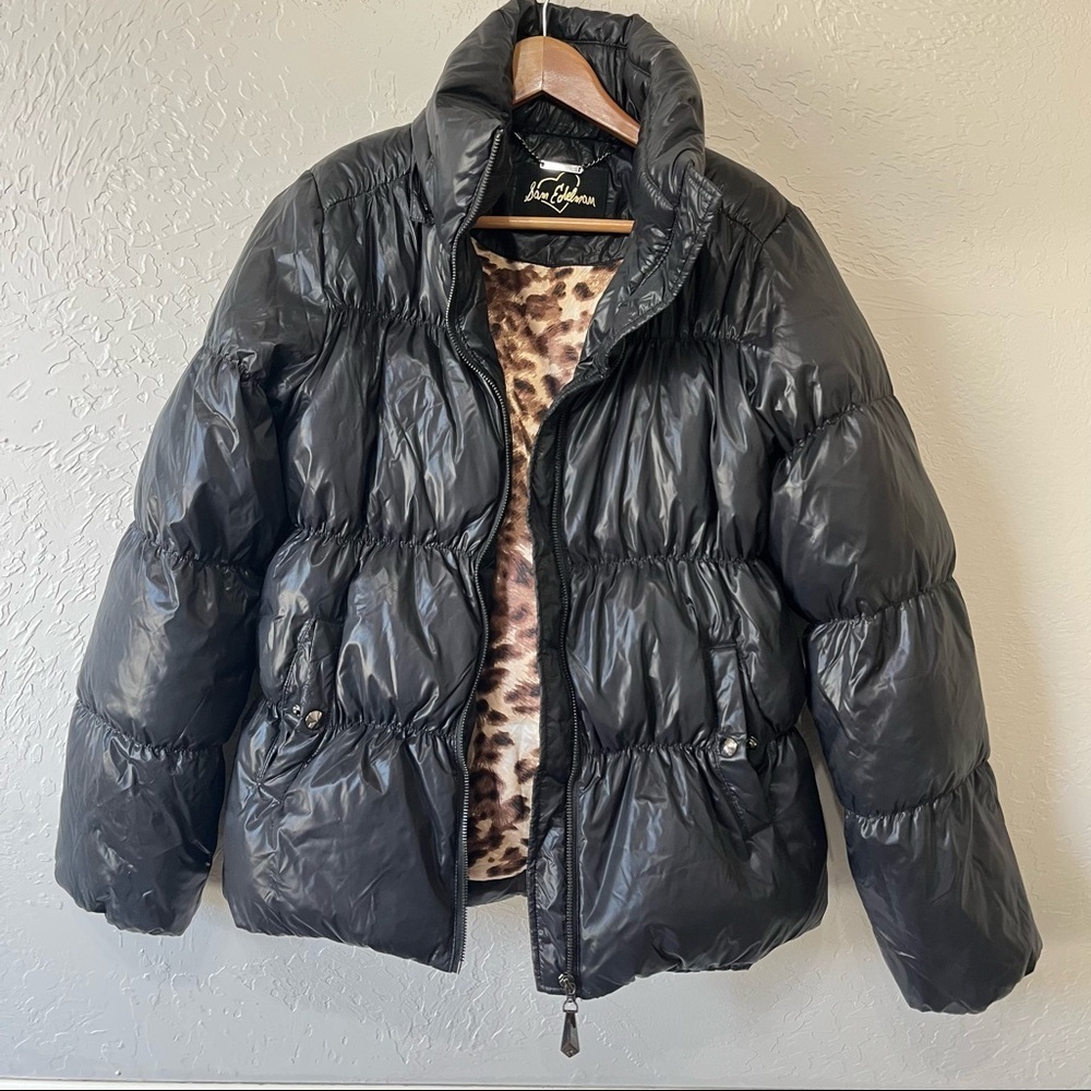 Sam Edelman Black High Shine Puffer Coat